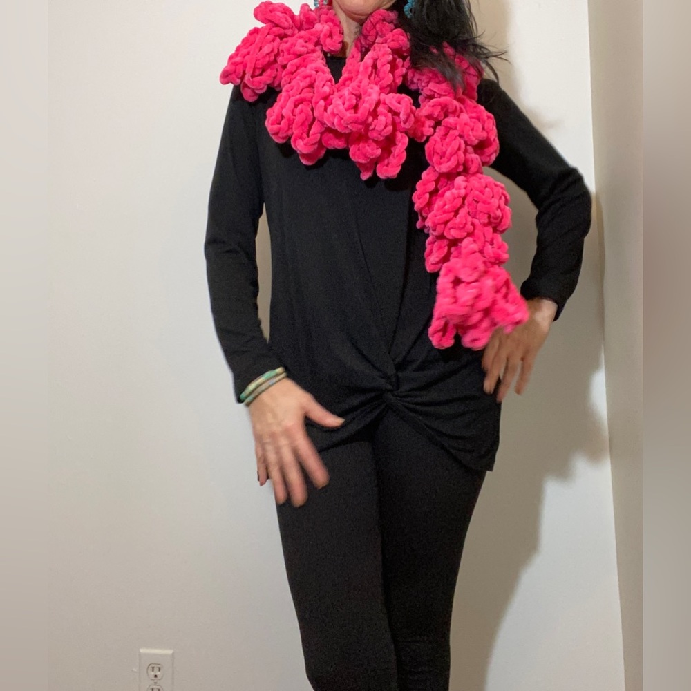 Pink winter scarf hand made crochet scarf